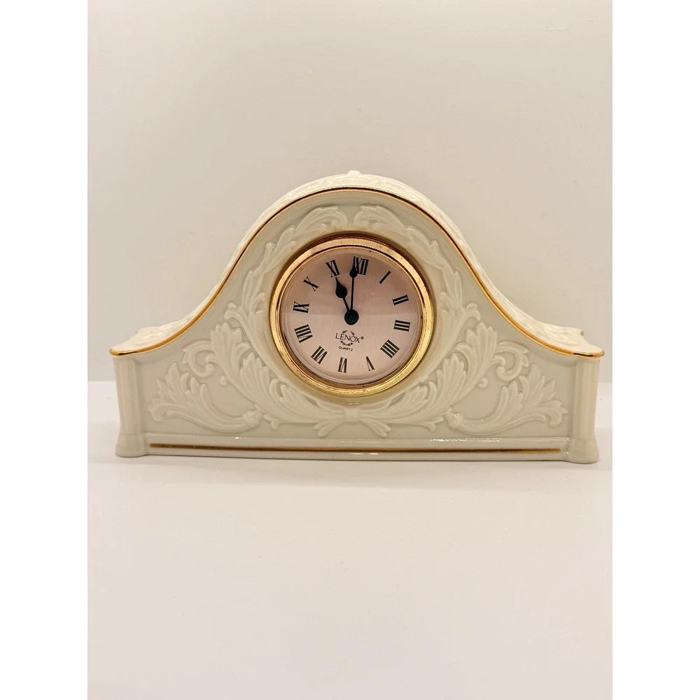 Lenox Grandmillennial French Country Mantel Clock Ivory Porcelain Vintage